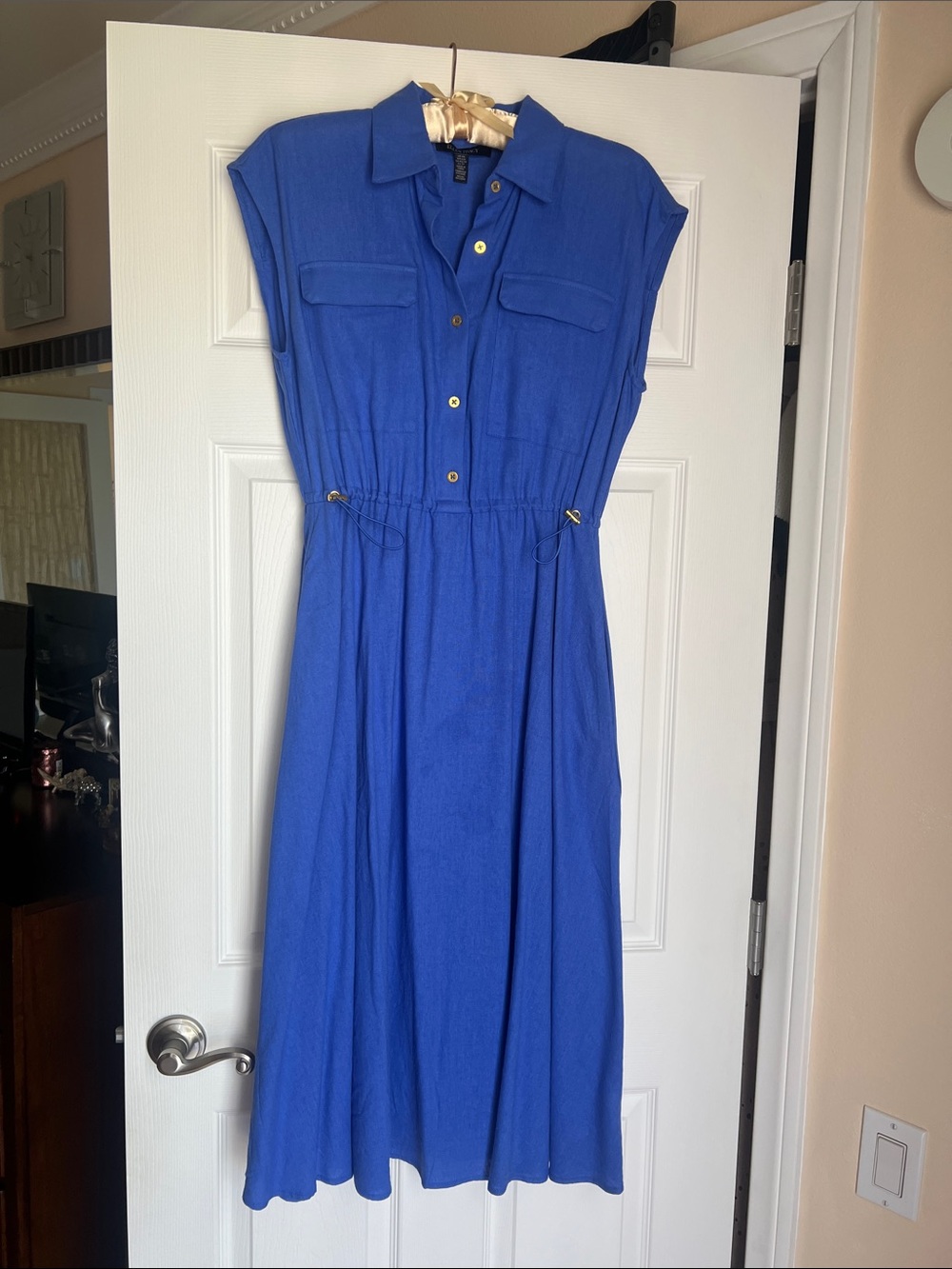 Ellen Tracy Sleeveless Maxi Shirt Dress in Royal Blue